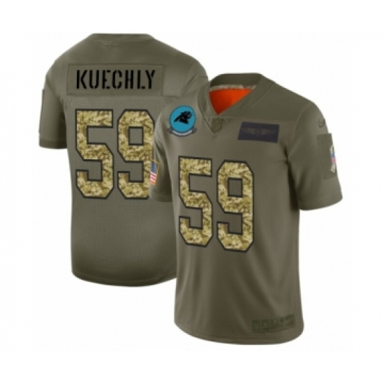 Men's Carolina Panthers 59 Luke Kuechly 2019 Olive Camo Salute to Service Limited Jersey