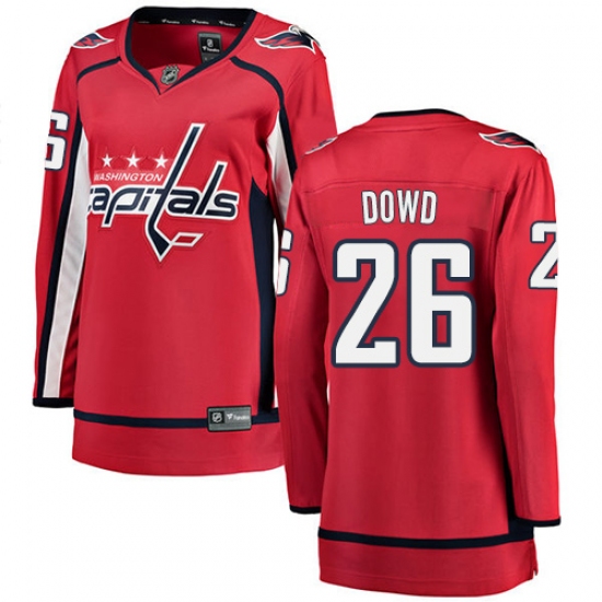 Women's Washington Capitals 26 Nic Dowd Fanatics Branded Red Home Breakaway NHL Jersey