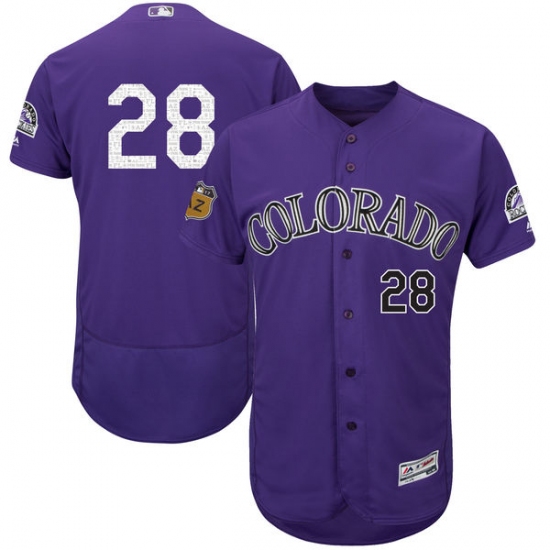 Men's Majestic Colorado Rockies 28 Nolan Arenado Purple 2017 Spring Training Authentic Collection Flex Base MLB Jersey