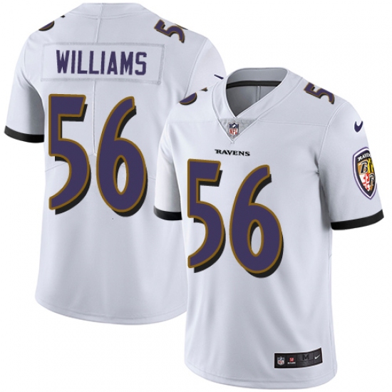 Men's Nike Baltimore Ravens 56 Tim Williams White Vapor Untouchable Limited Player NFL Jersey