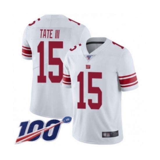 Men's New York Giants 15 Golden Tate III White Vapor Untouchable Limited Player 100th Season Football Jersey