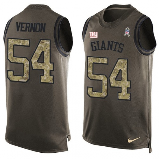 Men's Nike New York Giants 54 Olivier Vernon Limited Green Salute to Service Tank Top NFL Jersey