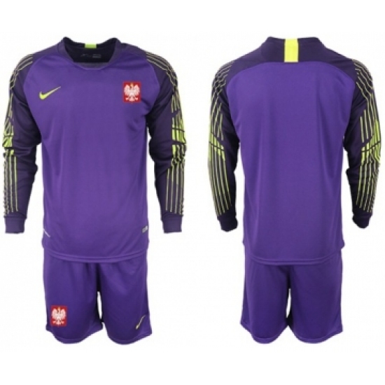 Poland Blank Purple Goalkeeper Long Sleeves Soccer Country Jersey