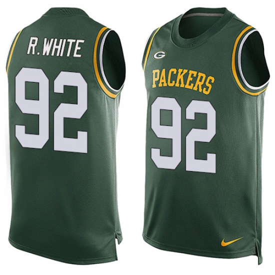 Men's Nike Green Bay Packers 92 Reggie White Limited Green Player Name & Number Tank Top NFL Jersey