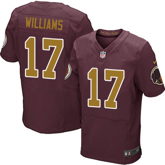 Men's Nike Washington Redskins 17 Doug Williams Elite Burgundy Red/Gold Number Alternate 80TH Anniversary NFL Jersey