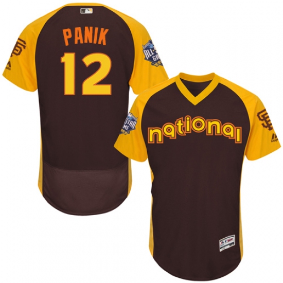 Men's Majestic San Francisco Giants 12 Joe Panik Brown 2016 All-Star National League BP Authentic Collection Flex Base MLB Jersey