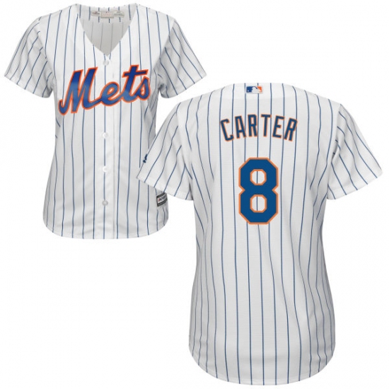 Women's Majestic New York Mets 8 Gary Carter Replica White Home Cool Base MLB Jersey