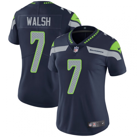 Women's Nike Seattle Seahawks 7 Blair Walsh Steel Blue Team Color Vapor Untouchable Limited Player NFL Jersey