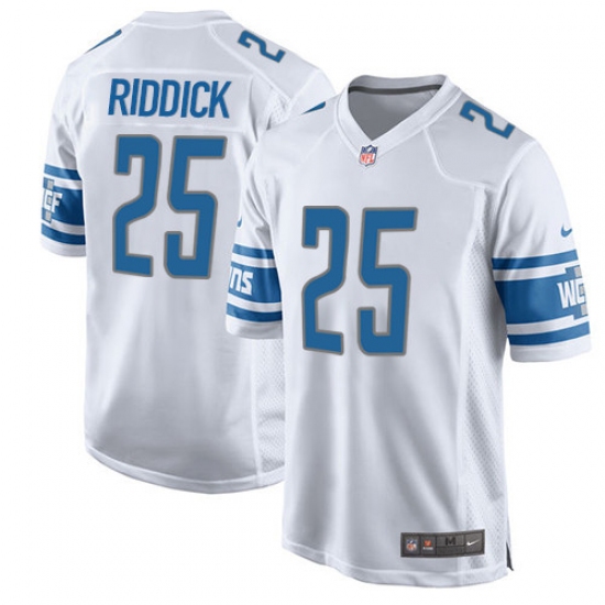 Men's Nike Detroit Lions 25 Theo Riddick Game White NFL Jersey