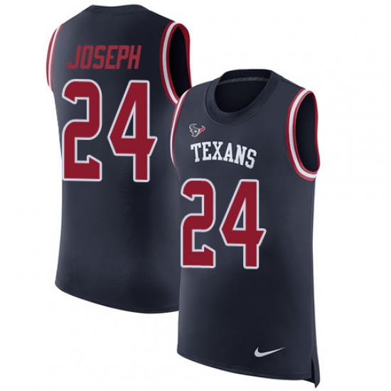 Men's Nike Houston Texans 24 Johnathan Joseph Limited Navy Blue Rush Player Name & Number Tank Top NFL Jersey