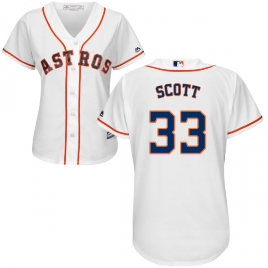 Women's Majestic Houston Astros 33 Mike Scott Authentic White Home Cool Base MLB Jersey