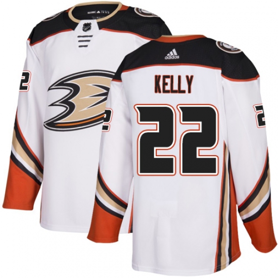 Men's Adidas Anaheim Ducks 22 Chris Kelly Authentic White Away NHL Jersey