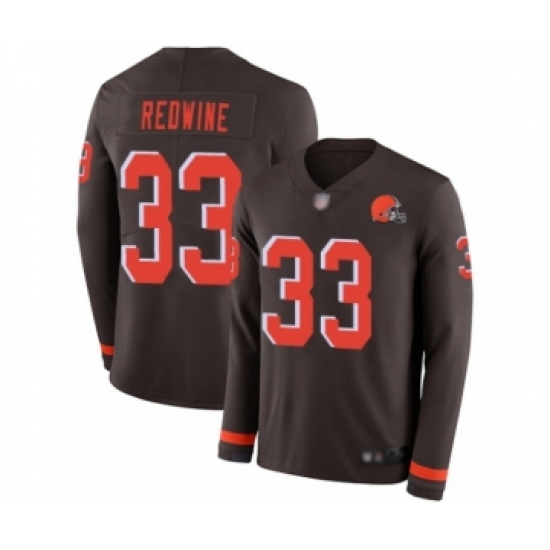 Youth Cleveland Browns 33 Sheldrick Redwine Limited Brown Therma Long Sleeve Football Jersey