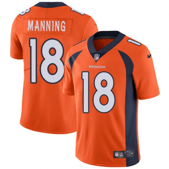 Men's Nike Denver Broncos 18 Peyton Manning Orange Team Color Vapor Untouchable Limited Player NFL Jersey