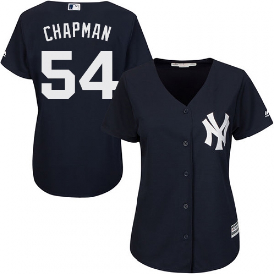 Women's Majestic New York Yankees 54 Aroldis Chapman Replica Navy Blue Alternate MLB Jersey