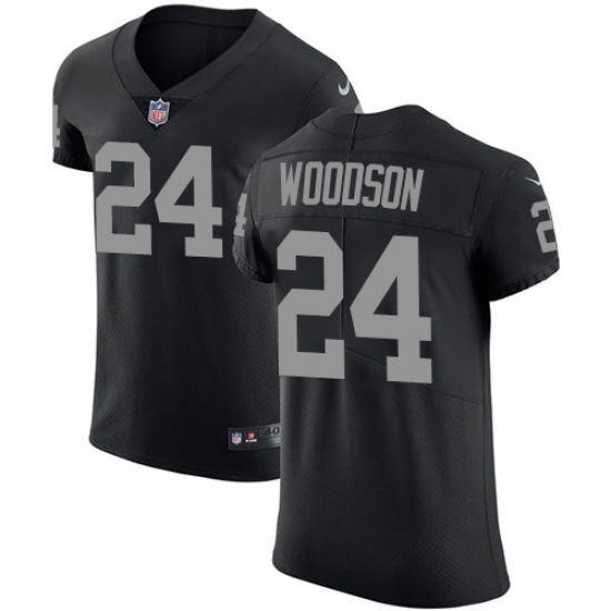 Men's Nike Oakland Raiders 24 Charles Woodson Black Team Color Vapor Untouchable Elite Player NFL Jersey