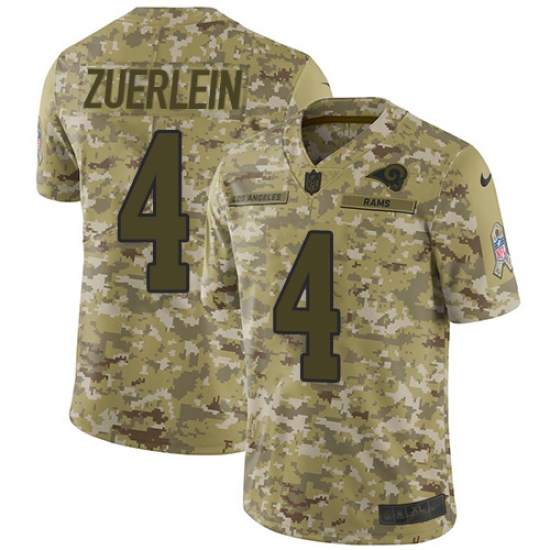 Youth Nike Los Angeles Rams 4 Greg Zuerlein Limited Camo 2018 Salute to Service NFL Jersey