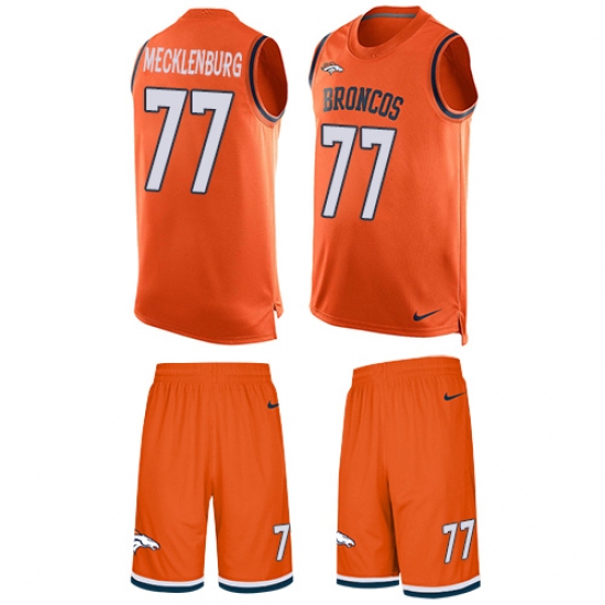 Men's Nike Denver Broncos 77 Karl Mecklenburg Limited Orange Tank Top Suit NFL Jersey