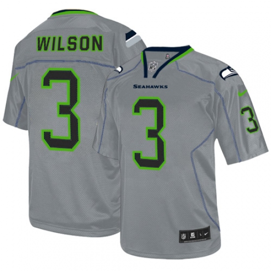 Men's Nike Seattle Seahawks 3 Russell Wilson Elite Lights Out Grey NFL Jersey