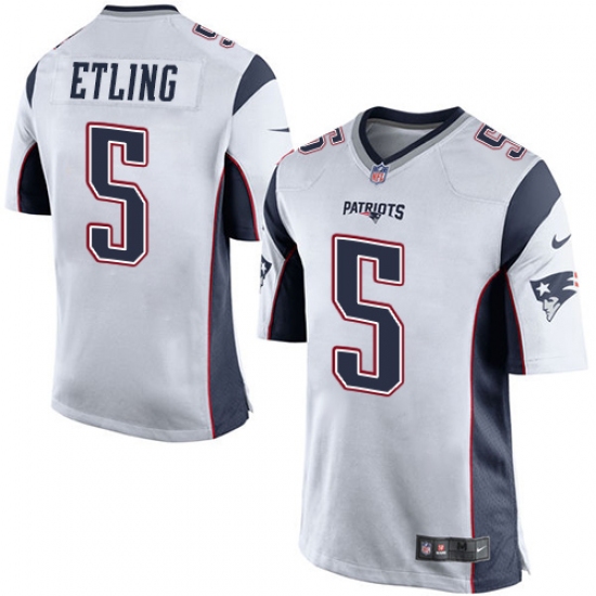 Men's Nike New England Patriots 5 Danny Etling Game White NFL Jersey