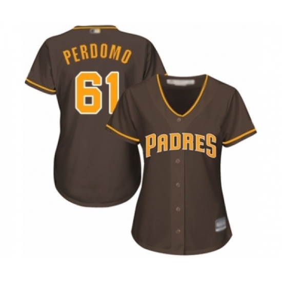 Women's San Diego Padres 61 Luis Perdomo Authentic Brown Alternate Cool Base Baseball Player Jersey