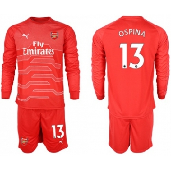 Arsenal 13 Ospina Red Goalkeeper Long Sleeves Soccer Club Jersey