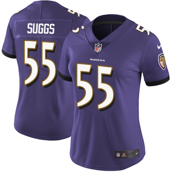 Women's Nike Baltimore Ravens 55 Terrell Suggs Purple Team Color Vapor Untouchable Limited Player NFL Jersey