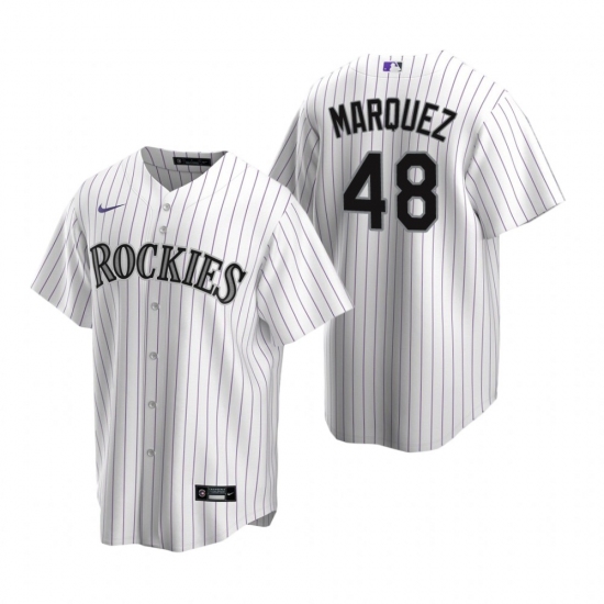 Men's Nike Colorado Rockies 48 German Marquez White Home Stitched Baseball Jersey