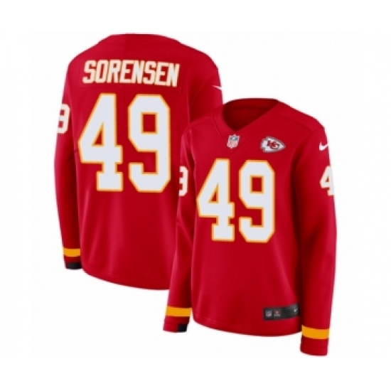 Women's Nike Kansas City Chiefs 49 Daniel Sorensen Limited Red Therma Long Sleeve NFL Jersey