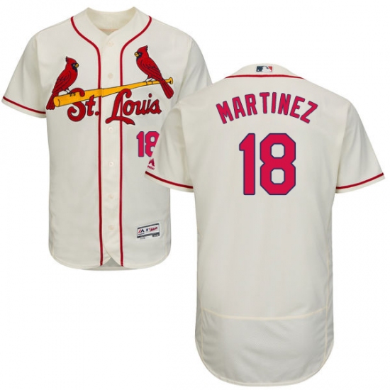 Men's Majestic St. Louis Cardinals 18 Carlos Martinez Cream Alternate Flex Base Authentic Collection MLB Jersey