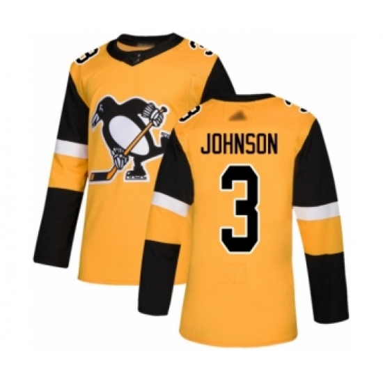 Youth Pittsburgh Penguins 3 Jack Johnson Authentic Gold Alternate Hockey Jersey