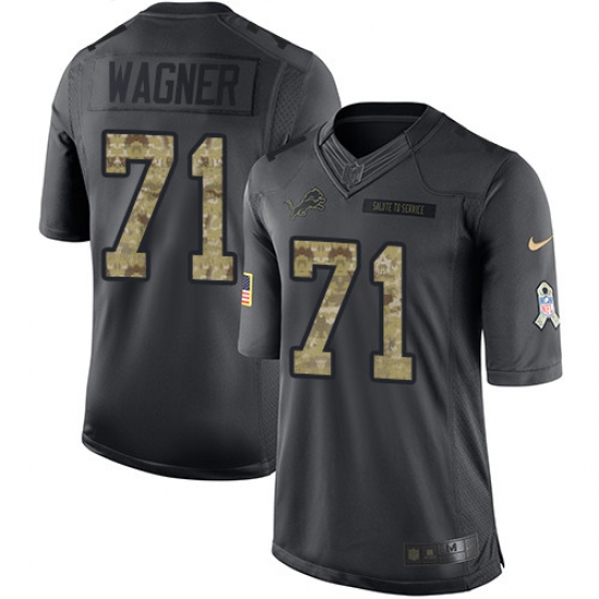 Youth Nike Detroit Lions 71 Ricky Wagner Limited Black 2016 Salute to Service NFL Jersey