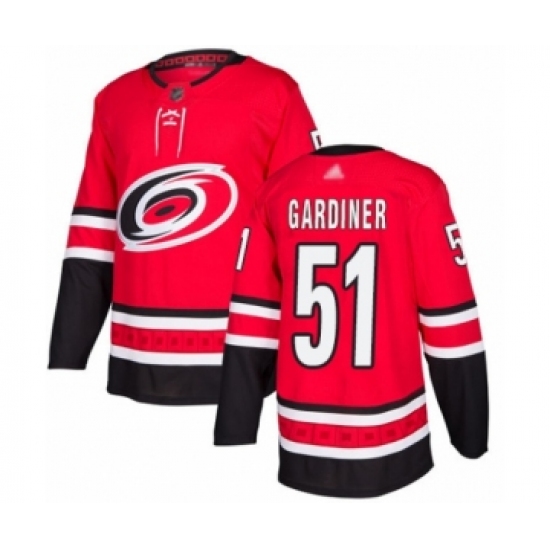 Men's Carolina Hurricanes 51 Jake Gardiner Authentic Red Home Hockey Jersey