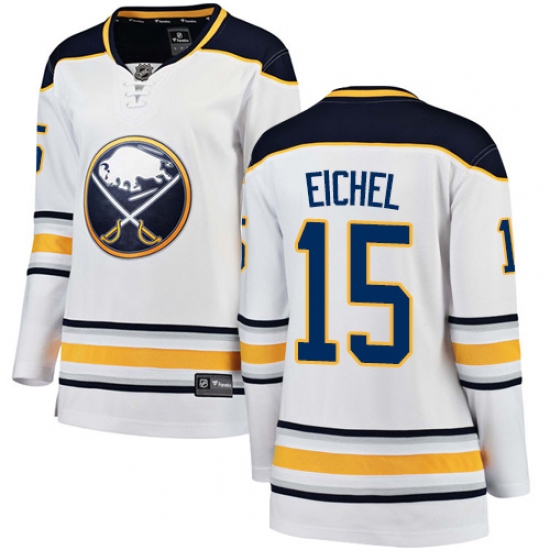 Women's Buffalo Sabres 15 Jack Eichel Fanatics Branded White Away Breakaway NHL Jersey