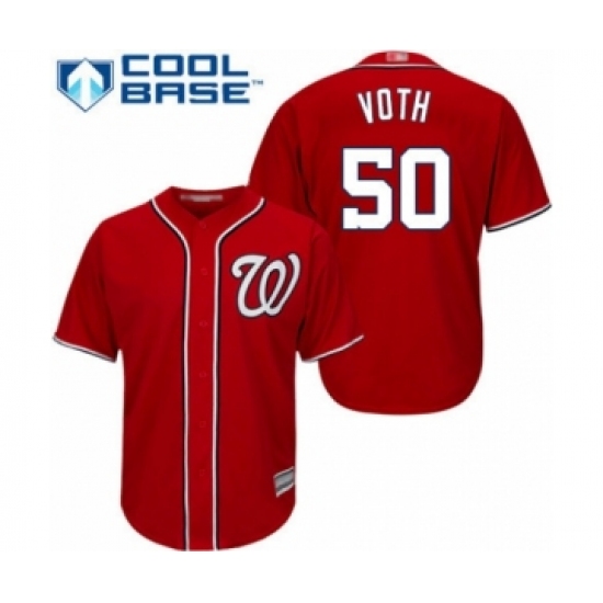 Youth Washington Nationals 50 Austin Voth Authentic Red Alternate 1 Cool Base Baseball Player Jersey