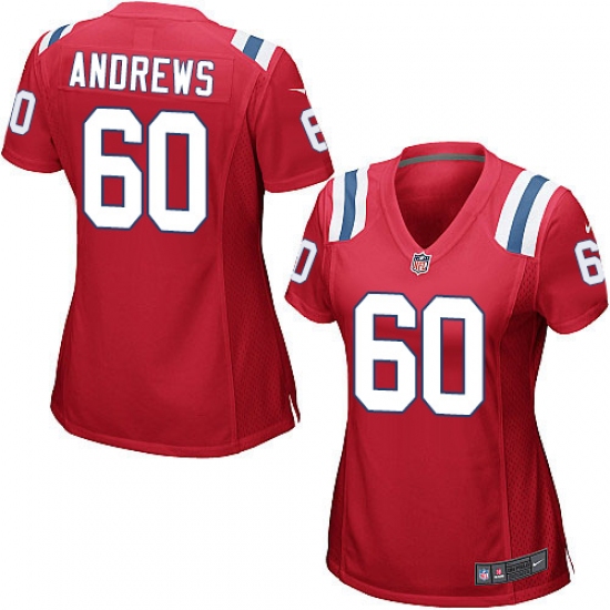 Women's Nike New England Patriots 60 David Andrews Game Red Alternate NFL Jersey