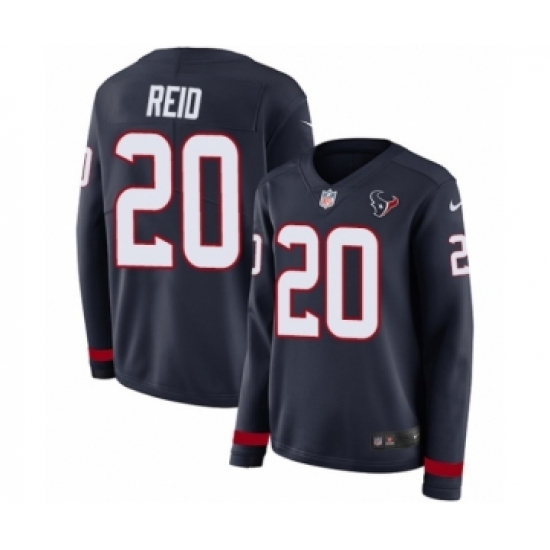 Women's Nike Houston Texans 20 Justin Reid Limited Navy Blue Therma Long Sleeve NFL Jersey