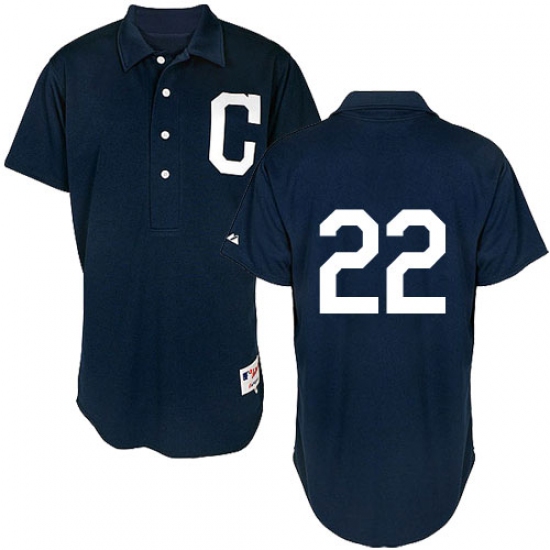 Men's Majestic Cleveland Indians 22 Jason Kipnis Replica Navy Blue 1902 Turn Back The Clock MLB Jersey