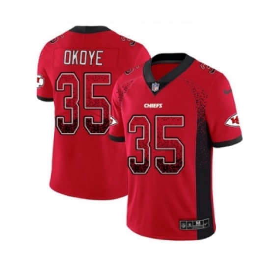 Youth Nike Kansas City Chiefs 35 Christian Okoye Limited Red Rush Drift Fashion NFL Jersey