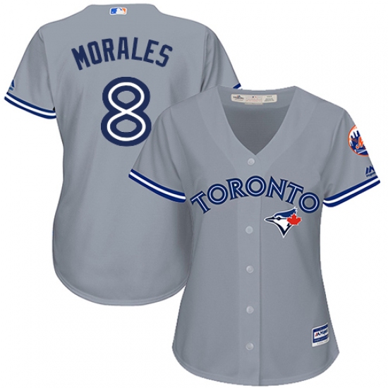 Women's Majestic Toronto Blue Jays 8 Kendrys Morales Authentic Grey Road MLB Jersey