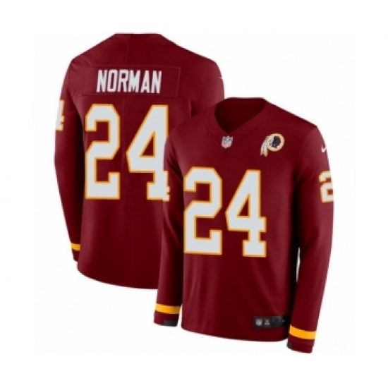 Men's Nike Washington Redskins 24 Josh Norman Limited Burgundy Therma Long Sleeve NFL Jersey