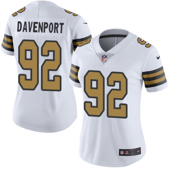 Women's Nike New Orleans Saints 92 Marcus Davenport White Stitched NFL Limited Rush Jersey