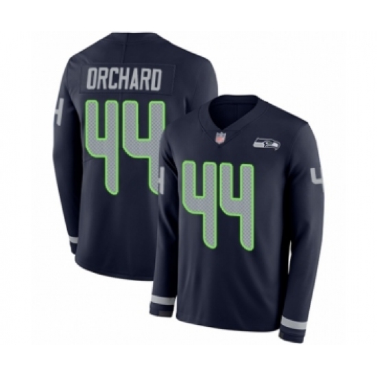 Men's Seattle Seahawks 44 Nate Orchard Limited Navy Blue Therma Long Sleeve Football Jersey
