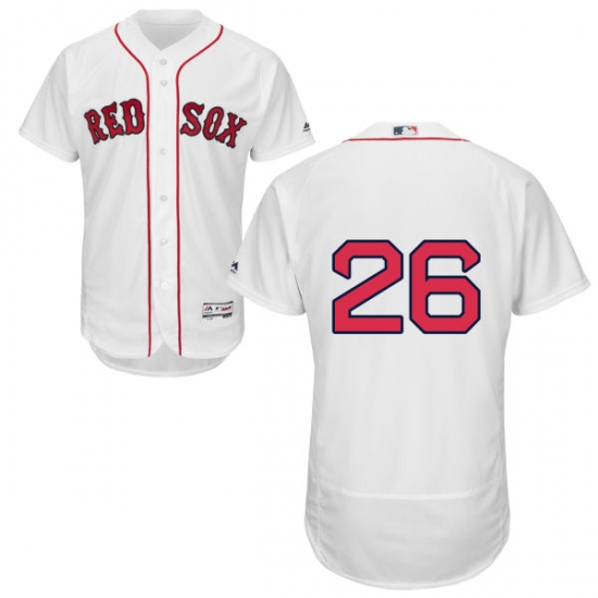 Men's Majestic Boston Red Sox 26 Wade Boggs White Home Flex Base Authentic Collection MLB Jersey