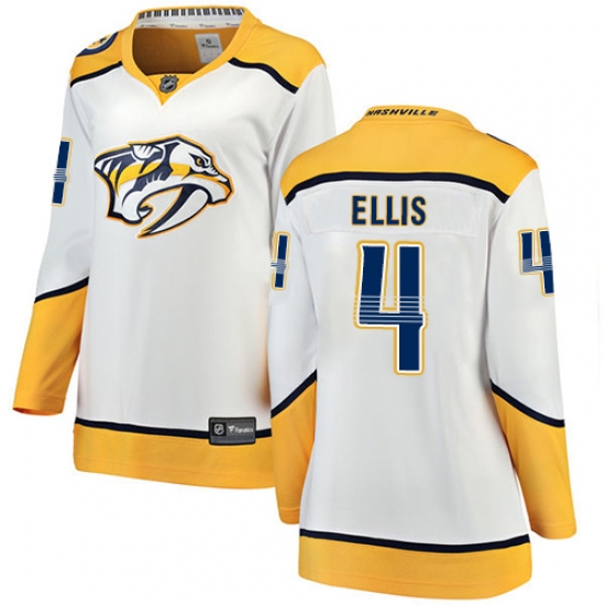 Women's Nashville Predators 4 Ryan Ellis Fanatics Branded White Away Breakaway NHL Jersey