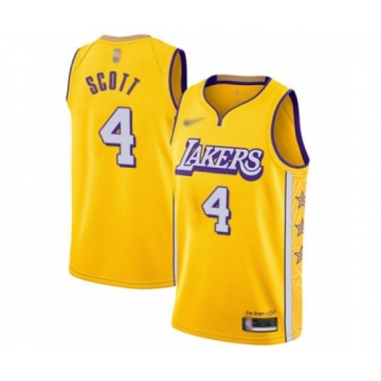 Youth Los Angeles Lakers 4 Byron Scott Swingman Gold Basketball Jersey - 2019 20 City Edition