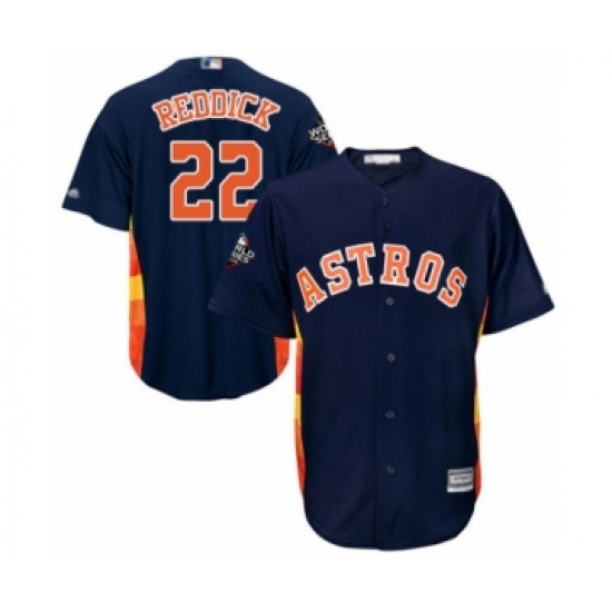 Youth Houston Astros 22 Josh Reddick Authentic Navy Blue Alternate Cool Base 2019 World Series Bound Baseball Jersey