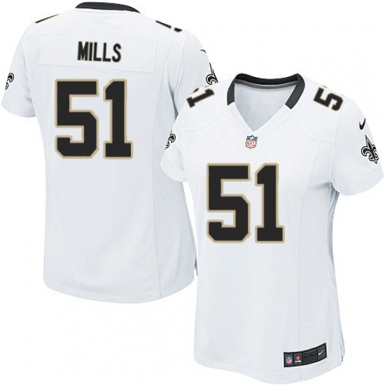 Women's Nike New Orleans Saints 51 Sam Mills Game White NFL Jersey