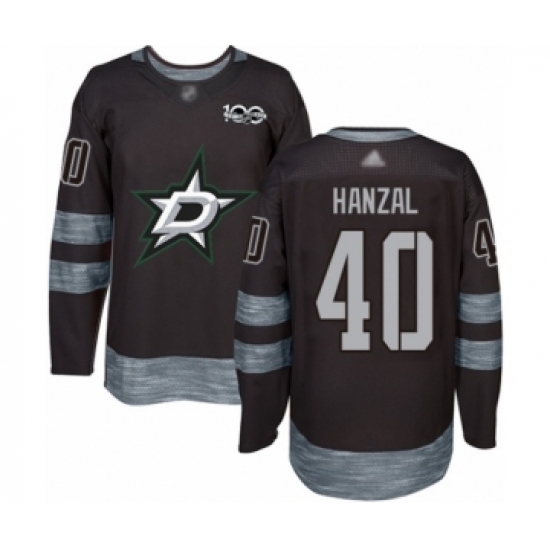 Men's Dallas Stars 40 Martin Hanzal Authentic Black 1917-2017 100th Anniversary Hockey Jersey