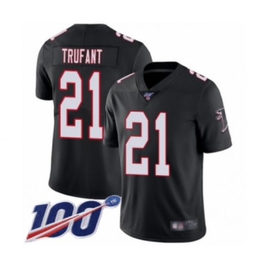 Men's Atlanta Falcons 21 Desmond Trufant Black Alternate Vapor Untouchable Limited Player 100th Season Football Jersey